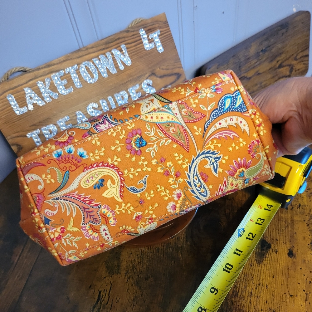Vintage Talbots Orange Paisley handbag ,beaded ,tortoise Handles - Picture 9 of 11
